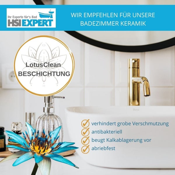 Badezimmer Waschbecken mit LotusClean Beschichtung und zugehörigen Eigenschaften