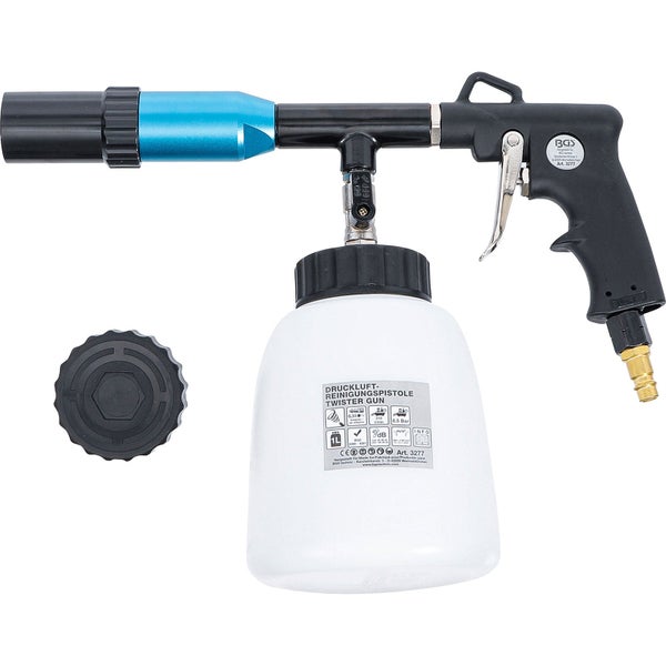 Druckluftpistole mit Reinigungsbehälter und zusätzlichem Deckel