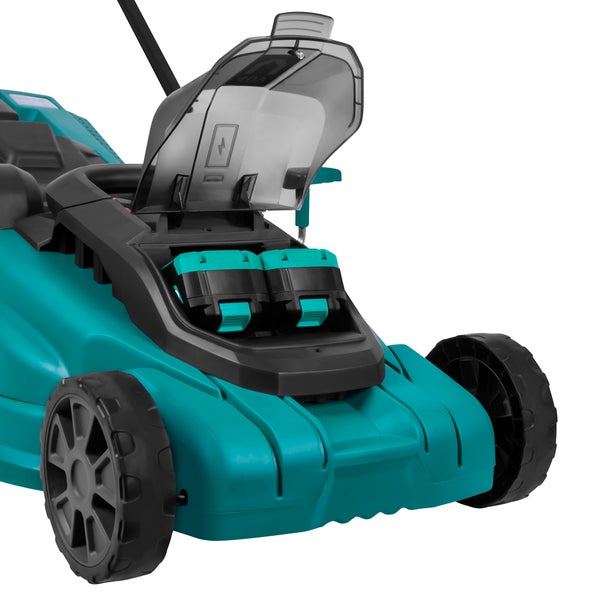 VONROC Rasenmäher 40V - 38cm Schnittbreite - Zentrale Höhenverstellung - Inkl. zwei 4.0Ah Akkus und Doppel-Schnellladegerät