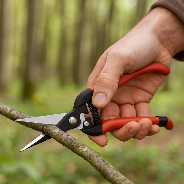 Gärtner schneidet mit einer Rosenschere einen Ast ab