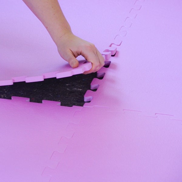 12mm Trainingsmatte mit Rand - 90x90cm Bodenschutz-Matte Pink
