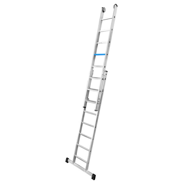 Ausziehbare Aluminium Schiebeleiter mit zwei Leiternteilen und Wandlaufrollen für den professionellen Einsatz