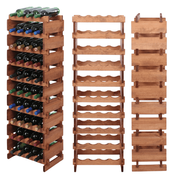 Weinregal VINOTECA FLEX PRO HxBxT 135x46x28cm 40 Flaschen auf 10 Ebenen Massives Kiefernholz Braun geölt