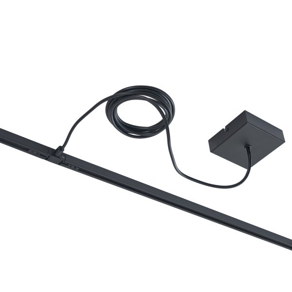 Schwarzes Stromschienensystem mit Zuleitung