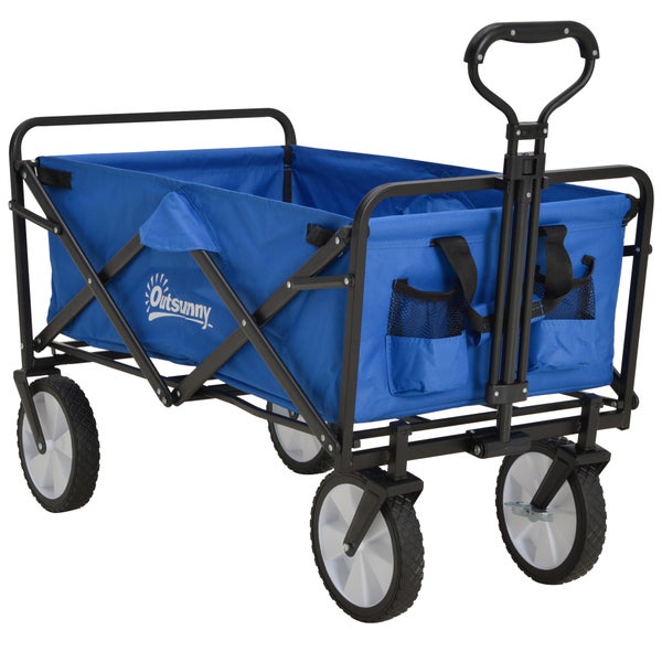 Outsunny Bollerwagen, 93L x 49B x 75-100H cm, Stahl (Q195), Nylon, Oxford, blau