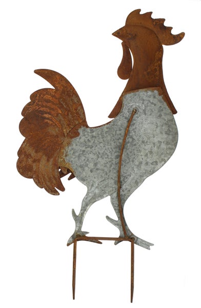FRANK FLECHTWAREN | Gartenstecker Hahn, METALL, 37 x 51 cm