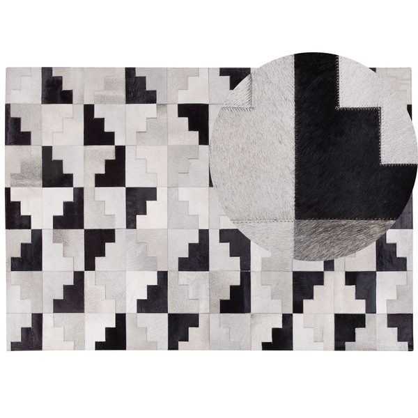Teppich EFIRLI Grau 160 x 230 cm Echtleder