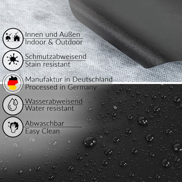 Produktmerkmale: geeignet für Innen- und Außenbereiche, schmutzabweisend, hergestellt in Deutschland, wasserabweisend, leicht zu reinigen