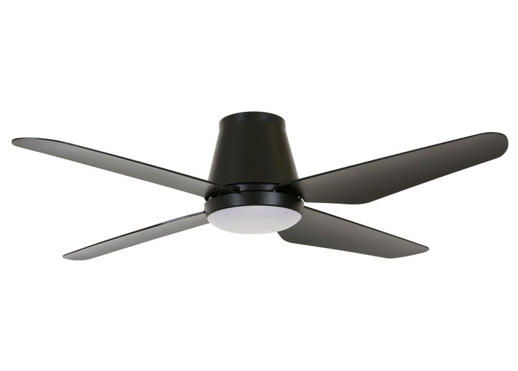 Deckenventilator mit vier Flügeln und integrierter LED Beleuchtung zur Montage an der Zimmerdecke