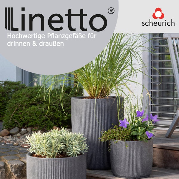 Scheurich Linetto 40, Pflanzgefäß/Blumentopf/Pflanzkübel, rund,  aus Kunststoff Farbe: Stony Black, 38,6 cm Durchmesser, 35,3 cm hoch, 35 l Vol.