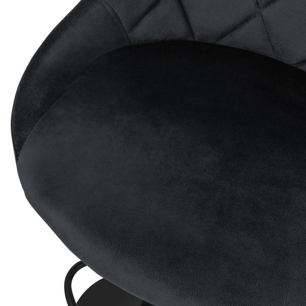 ML-Design Barhocker 4er Set, Bezug aus Samt, Schwarz, Gepolsterter Barstuhl mit Rückenlehne und Fußstütze, Tresenhocker höhenverstellbar 62-82 cm, 360° drehbar, Bistrohocker Hocker Drehstuhl Barstühle