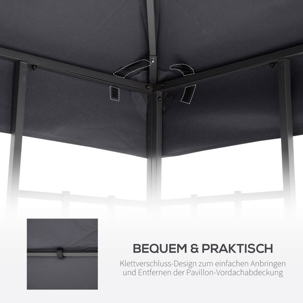 Outsunny Ersatzdach, Pavillondach für Metallpavillon, 3x3m, Polyester, Dunkelgrau