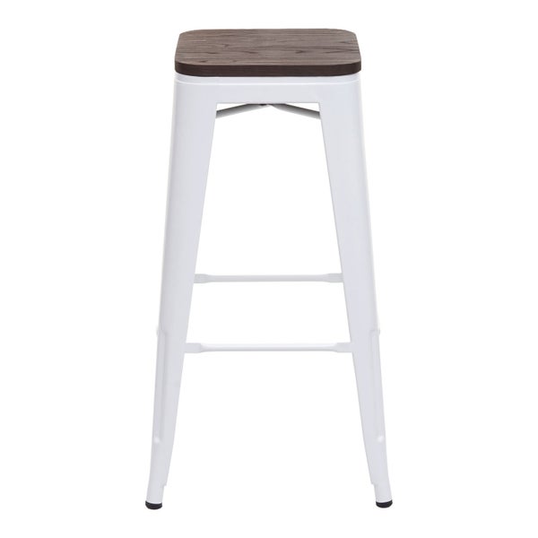 Barhocker mit Holzplatte und Metallgestell
