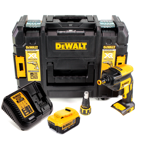 DeWALT Akku-Trockenbauschrauber Set inklusive 18 Volt Lithium-Ionen Akku, Ladegerät und TSTAK Koffer.