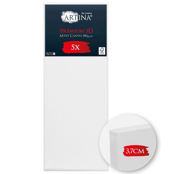 Artina Premium 3D Künstlerleinwand 380 Gramm pro Quadratmeter, 5er-Pack