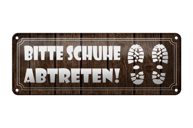 Blechschild Spruch 27x10cm bitte Schuhe abtreten Dekoration