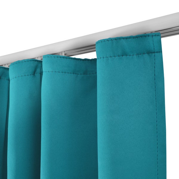 Beautissu Amelie BK Vorhang mit Kräuselband 140x245cm Türkis (2tlg)