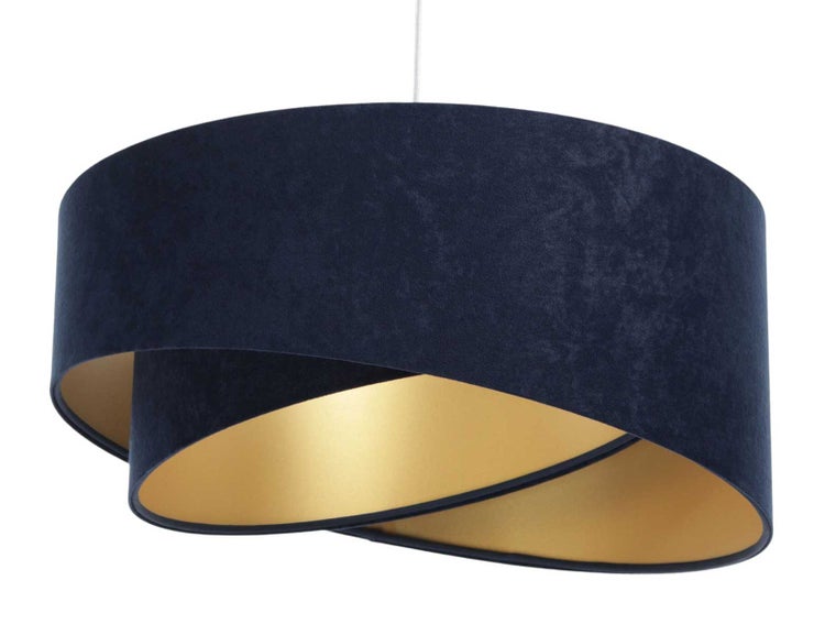 Pendelleuchte Hängeleuchte Henny P Velours marine blue & gold Ø 45 cm 11135