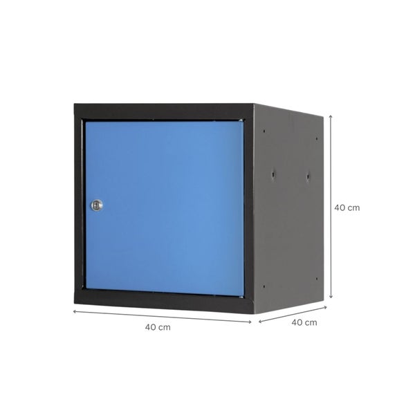 PROREGAL Mega Deal | 6x Schließfachwürfel Blocky mit Zylinderschloss + 2 Schlüssel | HxBxT 40x40x40cm | Anthrazit/Lichtblau | Tresor, Schließfach