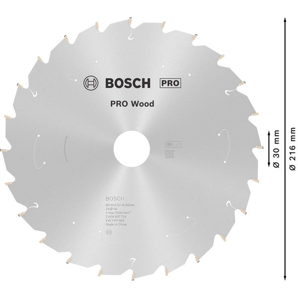 Bosch Pro Holzsägeblatt, Durchmesser 216 Millimeter