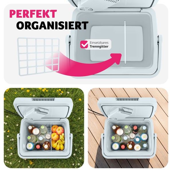 Elektrische Kühl- und Wärmebox  tectake  44 x 32 x 45 cm  25 l Fassungsvermögen  grau