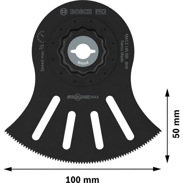 Bosch Pro Tauchsägeblatt MACZ 145 BB BIM Starlock Max, geeignet für Holz, 100 x 50 Millimeter
