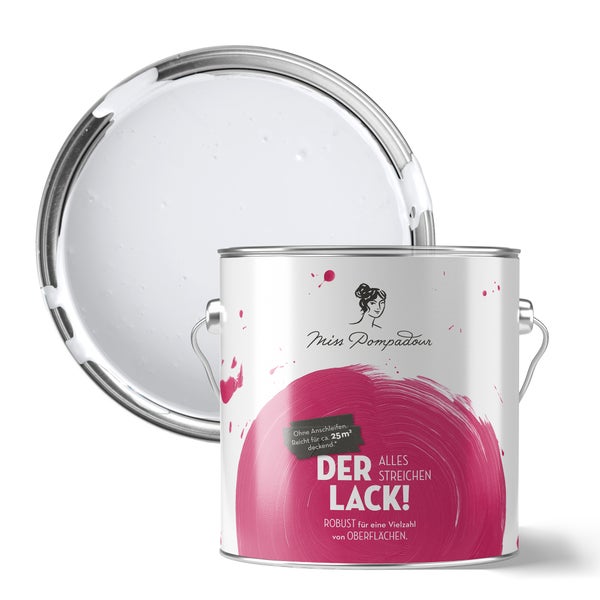Farbeimer mit geöffnetem Deckel, Miss Pompadour Logo