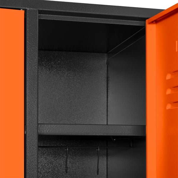 PROREGAL Garderobenschrank Ermine mit 3 Türen | HxBxT 178x89x50cm | Anthrazitgrau/Orange | Spind, Aufbewahrungsspind, Arbeitsschrank