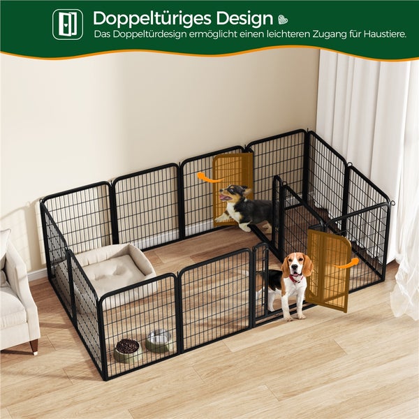 Hundelaufstall mit Doppelter für Haustiere, inklusive Hundebett und Futternapf