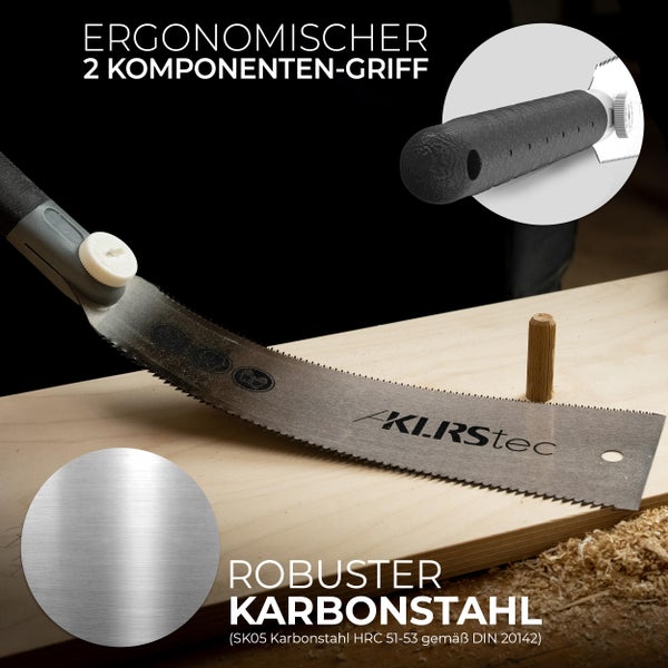 KLRStec® Professional Japansäge, 240mm Ryoba Feinsäge, optimal für Holz und Kunstoffarbeiten