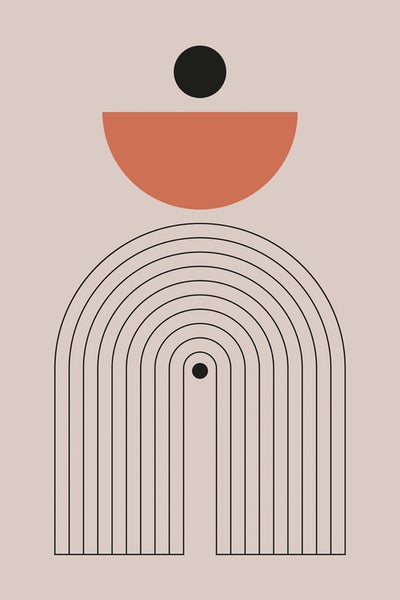 Illustration mit geometrischen Formen und Linien