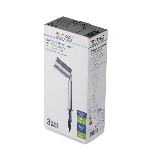 V-TAC VT-770 - Garden Spikes Außenbeleuchtung - Silber - Armaturen - IP44 - GU10