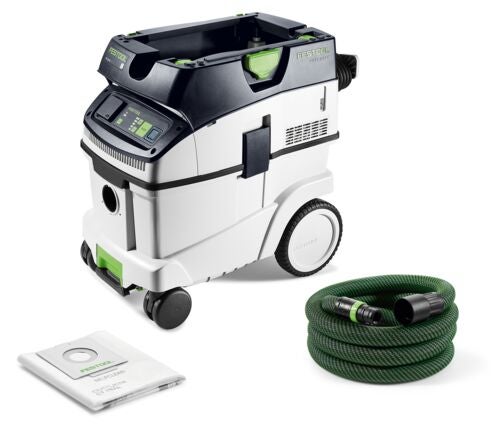 Festool Absaugmobil mit Saugschlauch und Filtersack.