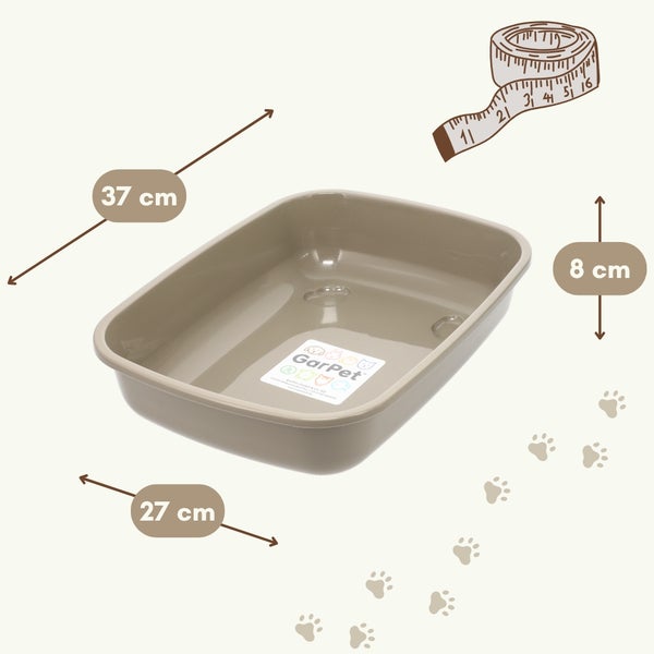 GarPet Kleintiertoilette mit den Maßen 37 Zentimeter Länge, 27 Zentimeter Breite und 8 Zentimeter Höhe.