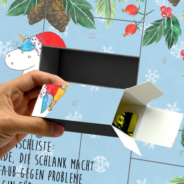 Mr. & Mrs. Panda Befüllbarer Adventskalender Einhorn Weihnachtsmann - Blau Pastell