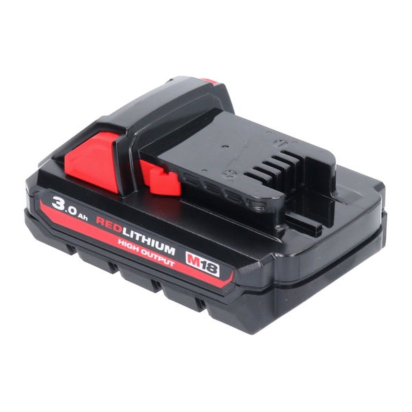 Milwaukee M18 Redlithium High Output Akku mit 3,0 Amperestunden Kapazität.