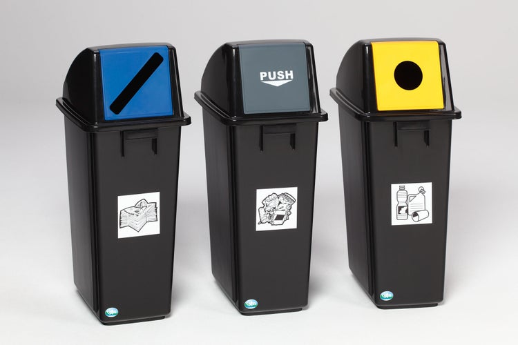 PROREGAL Robuster Wertstoffsammler Mit Kopfteil 58 Liter HxBxT 60 x 32,5 x 47,5 cm Kunststoff Schwarz Blau