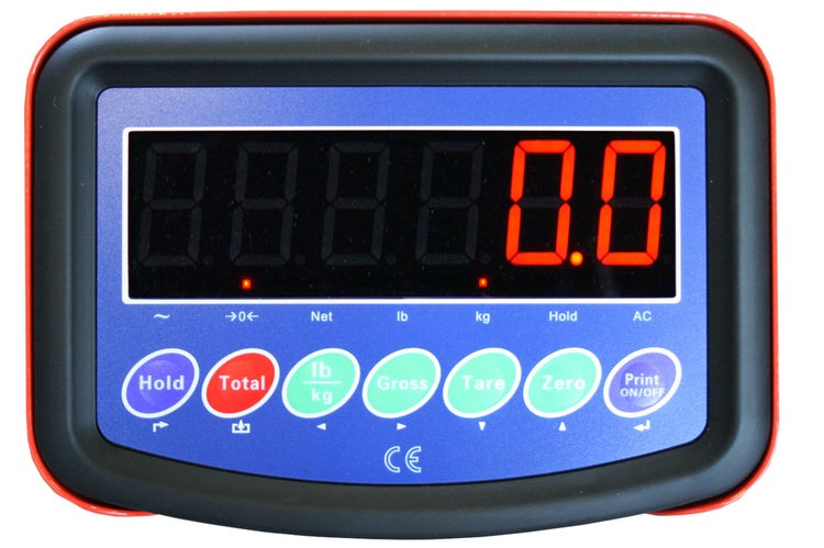 Anzeige für eine Waage mit digitaler Anzeige von Gewicht in Kilogramm und Pfund