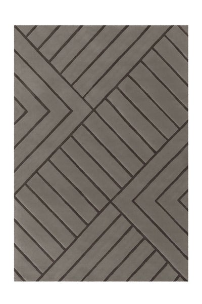 Rechteckiger Teppich mit geometrischem Streifenmuster in Linienoptik als Wohnzimmerteppich oder Schlafzimmerteppich