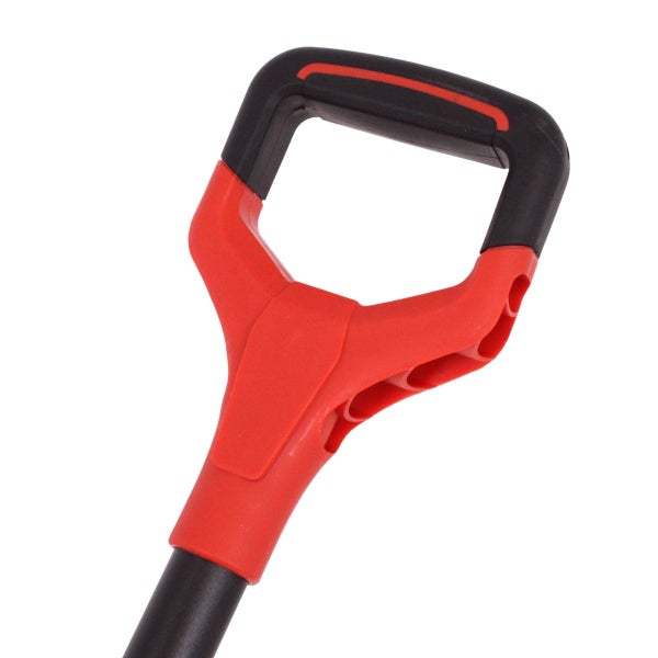 Ergonomischer D-Griff aus Kunststoff in Rot und Schwarz für Spaten und Schaufeln.
