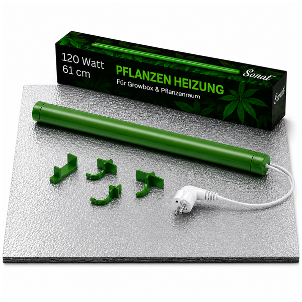 Sonat Pflanzenheizung mit 120 Watt und 61 Zentimeter Länge inklusive Halterungen und Netzstecker für Growbox und Pflanzenraum