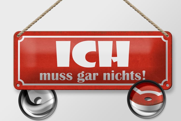 Blechschild Spruch 27x10cm Ich muss gar nichts Dekoration
