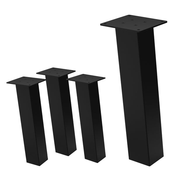 ML-Design 4er Set Tischbeine schräg H:42 cm, Schwarz glänzend, aus pulverbeschichtetem Stahl, eckig, Profil 8x8 cm, I-Form, Möbelfüße Metall 96° Neigung, Tischfüße Möbelbeine für Couchtisch, Sitzbank