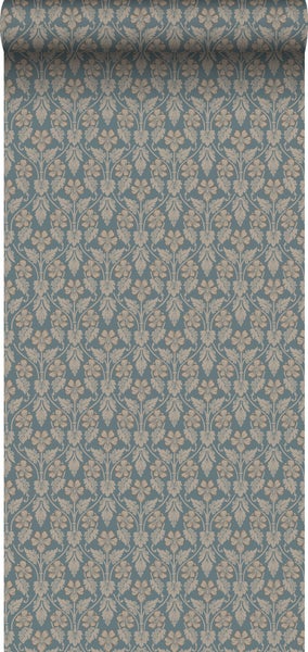 Borastapeter Tapete Blumen Graublau - 53 cm x 10.05 m - 660073