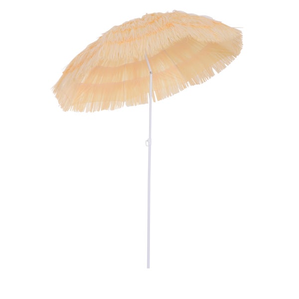 Outsunny Sonnenschirm Strand Ø160cm windfest stabil Strandschirm höhenverstellbar und neigbar UV-Schutz sturmfest Balkon-Schirm faltbarer Gartenschirm für Reisen, Strand, Balkon Beige