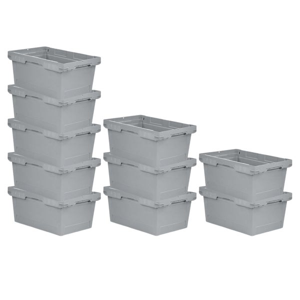 PROREGAL Mega Deal 10x Conical Mehrweg-Stapelbehälter Grau HxBxT 27,3 x 40 x 60cm 47 Liter Lagerbox  Eurobox  Transportbox  Transportbehälter