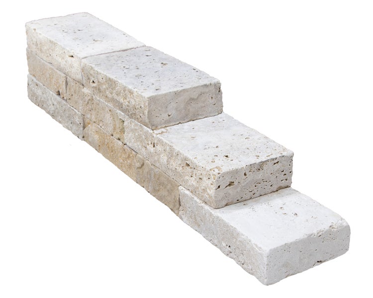 Wohnrausch Natursteine Mauersteine Travertin EXTRA LIGHT, spaltrau, getrommelt, beige, L 15-50, B 18-20, H 7,5 cm, 1 qm