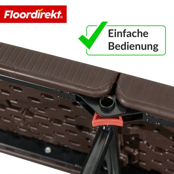 Detailansicht eines Bodenbelags mit einfacher Bedienung und Floor direkt Logo