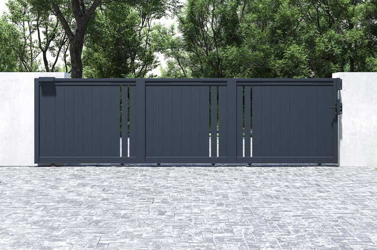 Schiebetor 5m GIONA H.140 graues Aluminium