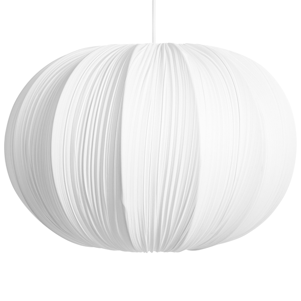 Weiße Pendelleuchte mit plissiertem Lampenschirm